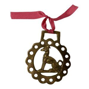 Vintage English Brass Greyhound Christmas Tree Ornament
